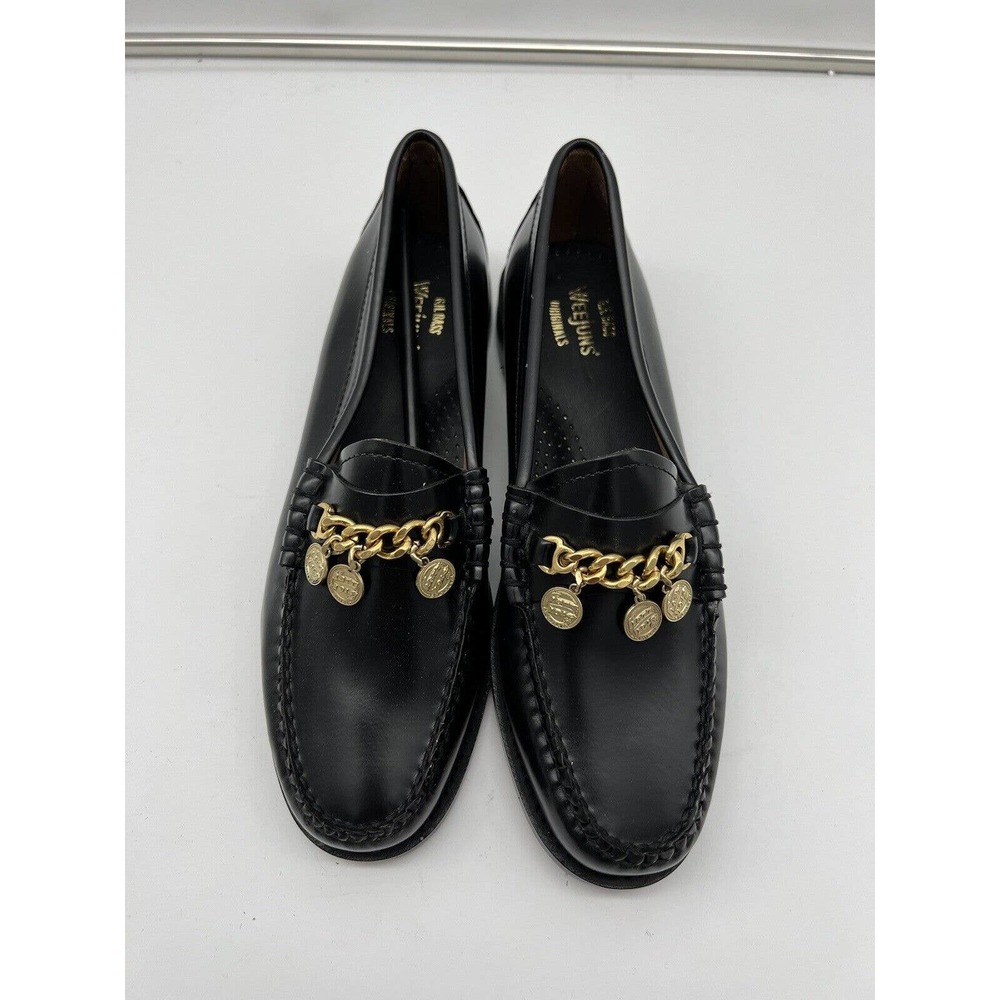 New Anthropologie Bass Charm Penny Laofers Womans Size 8 Medium Black Slip On - Picture 3 of 11